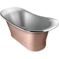 Casa Padrino Luxus Jugendstil Kupfer Badewanne Silber / Kupfer 172,7 x 71,1 x H. 71,1 cm - Freistehende Retro Badewanne - Rustikale Kupfer Badezimmer Möbel