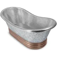 Casa Padrino Luxus Jugendstil Kupfer Badewanne Silber / Kupfer 172,7 x 78,7 x H. 63,5 cm - Freistehende Retro Badewanne - Rustikale Kupfer Badezimmer Möbel