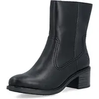 Rieker Damen Stiefelette matt glänzend Blockabsatz Markenprägung 74170, Größe:42 EU, Farbe:Schwarz