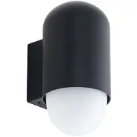 LINDBY Außenwandleuchte Pilva, schwarz, Metall, IP44, E27