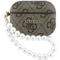 GUESS Schutzhülle für AirPods Pro 3, 4G Pearl Strap Case, Braun
