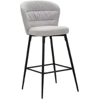 Mauro Ferretti Set aus 2 grauen Barhockern mit Stoffbezug und Metallbeinen, 52 x 59 x 108 cm