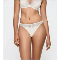 Triumph Slip "Comfort Glam String", Damen, Gr. 38, weiß (silk weiß), Spitze, Obermaterial: 80% Polyamid, 20% Polyester, körpernah, Unterhosen Slip, raffinierte Spitze