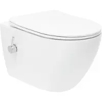 Siko SAT Fusion Wand-WC mit Bidet und Wirbelspülung WC-Sitz mit Absenkautomatik inklusive Montageset, weiß