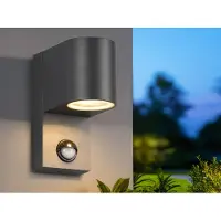 Meine Wunschleuchte Außenwandleuchte mit Bewegungsmelder, Downlight Außenleuchte Anthrazit, H: 15cm