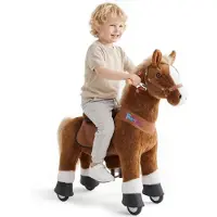 Ponycycle Reitpferd auf Rollen für Kleinkinder 3-4 Jahre mit Bremse und sound/76cm Höhe Pony-Fahrradfahrt auf braunem Pferd Plüschtier Stofftier Ux324
