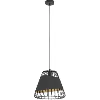 Eglo Hängeleuchte "AUSTELL Pendellampe, E27, IP20, Stahl und Textil, Hängelampe, Lampe", schwarz, 1, Ø 36cm, Leuchten, Pendelleuchte, H110 x Ø36 cm, schwarz,gold, 1X60W exkl., Hängeleuchte