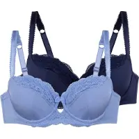 Dorina Bügel-BH "Celine", Damen, Gr. 90, Cup D, blau (lila, ink), Microtouch, Obermaterial: 58% Polyamid, 26% Polyester, 16% Elasthan, BHs Bügel-BH, mit Spitzendetails, verstellbare Träger