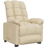 Syfax Creme Stoff Relaxsessel mit manueller Liegefunktion und verstellbarer Kopf- und Fußstütze, 74x99x102 cm