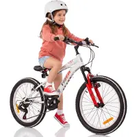 Sun baby Kinderfahrrad Jungenfahrrad 20 Zoll Fahrrad mit 6 gang Kettenschaltungen Shimano RevoShift Tiger Bike weiß rot