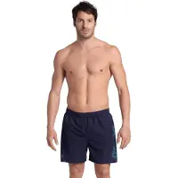 Arena Badeshorts "FUNDAMENTALS LOGO BOXER R", Herren, Gr. S, N-Gr, blau (navy, turquoi), Obermaterial: 100% Polyester, Badehosen Badeshorts, schnelltrocknendes Material, mit elastischem Bund