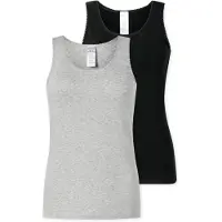 Schiesser Unterhemd "Unterhemd 2er Pack", Damen, Gr. S, N-Gr, bunt (schwarz, grau), Obermaterial: 95% Baumwolle CO. 5% Elasthan EL., Unterhemden Unterhemd