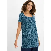 Bonprix Tunikashirt mit gerafftem Ausschnitt, in A-Linie, Kurzarm-Design