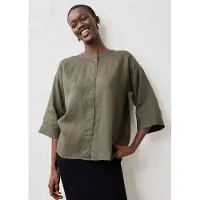 Bonprix Shirtbluse Oversize-Passform, aus Leinen, strukturierte Oberfläche, 3/4-Ärmel