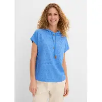 Bonprix Henleyshirt lockerer Schnitt, Oversize-Passform, mit Kapuze, Kurzarm-Design