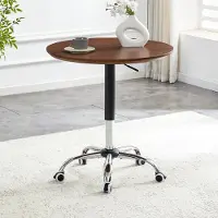 OKWISH Multifunktional Beistelltisch mit Rolle, beweglich, Couchtisch mit Höhenverstellbar, Für Wohnzimmer oder Balkon,Nussbaum