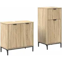 vidaXL Badezimmermöbel-Set 2 stk. Sonoma-Eiche 39,5 x 36 x 88 cm