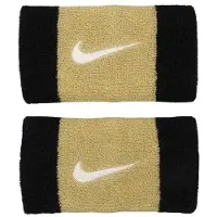 Nike - Armband, Jerseyware, Doppelbreit, Logo (2er-Pack) PP13440 (Einheitsgröße) (Schwarz/Golden)
