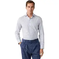 Hackett London für Herren. HM3010751 Blaues Hemd mit breiten Streifen (XXL), Lässig, Baumwolle, Klassisch, Langarm