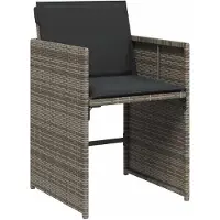 vidaXL 9-tlg. Garten-Essgruppe mit Kissen Grau Poly Rattan