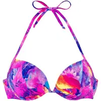 Venice beach Push-Up-Bikini-Top "Zarina", Damen, Gr. 40, Cup A, bunt (lila print), Elasthan, Polyester, Recycling-Polyamid, bedruckt, Bikini-Oberteile Push-Up-Bikini-Top, im farbenträchtigem Design