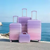 STILVORA Kofferset 4-teilig 14/20/24/28 Zoll mit Zahlenschloss und Seitengriffen, Reisekoffer-Set mit Schutzfüßen und Kosmetiktasche,Gepäckset für Reisen