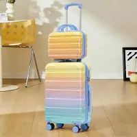 OKWISH 2er-Set Trolleys mit Kosmetiktasche und Zahlenschloss, Klassische Koffer,14/20‑Zoll, Gelb