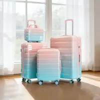 STILVORA Kofferset 4-teilig 14/20/24/28 Zoll mit Zahlenschloss und Seitengriffen, Reisekoffer-Set mit Schutzfüßen und Kosmetiktasche,Gepäckset für Reisen