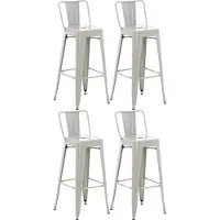 CLP Barhocker 4er Set mit Lehne im Industrial-Look Mason, mit Rückenlehne und Fußablage, Barstuhl mit Rückenlehne und Bodenschoner, Farbe: silber