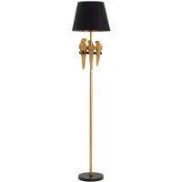 Mauro Ferretti Goldene Stehlampe aus Metall mit Papageienmotiv, Ø 37 x 164,5 cm