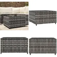 vidaXL Garten Couchtisch Quadratisch Grau 50x50x30 cm Poly Rattan - Garten Couchtisch - Garten Couchtische - Gartenmöbel - Terrassenmöbel