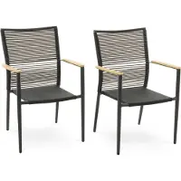 Di volio 2er Set Gartenstühle Asti - beige, aus robusten Materialien wie Polyrattan, Aluminium und Textilene gefertigt, stapelbar & witterungsbeständig