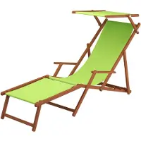 Erst-Holz Sonnenliege pistazie Liegestuhl Sonnendach Tisch Gartenliege Holz Deckchair Strandstuhl 10-306FST