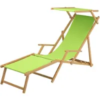 Erst-Holz Sonnenliege pistazie Gartenliege Fußteil Sonnendach Kissen Buche hell klappbar 10-306 N F S KH