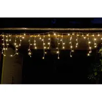 Star-Max LED Lichterkette Eisregen 960 warmweiße LEDs 6/18h Timer 24m weißes Kabel Außen