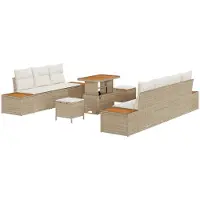 vidaXL Gartensofa-set 10 stk. 9-Sitzanzahl Beige und Creme
