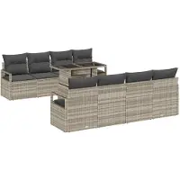 vidaXL Gartensofa-set 9 stk. 6-Sitzanzahl Hellgrau Poly-Rattan