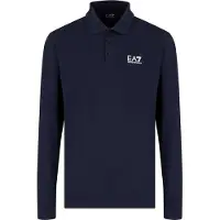 EA7 für Herren. 8NPF15_PJVQZ Core Identity Langarm-Poloshirt aus Stretch-Baumwolle in navy (L), Lässig, Sportlich, Multisport, Marine