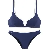 Elbsand Triangel-Bikini , Damen, Gr. 40, Cup A/B, blau (marine), Recycling-Polyamid, kontrastfarbene Details, unifarben, Bikini-Sets Triangel-Bikini, mit farblich abgesetztem Piping
