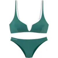 Elbsand Triangel-Bikini , Damen, Gr. 34, Cup A/B, grün (petrol), Recycling-Polyamid, kontrastfarbene Details, unifarben, Bikini-Sets Triangel-Bikini, mit farblich abgesetztem Piping