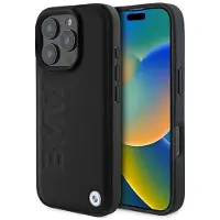 BMW BMHMP16XSLLBK iPhone 16 Pro Max 6.9" czarny/black hardcase Leather Hot Stamp MagSafe
