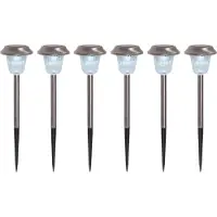 Näve LED Gartenleuchte "Gustav", silber (silberfarben), H:39cm Ø:10,5cm, Leuchten, LED Gartenleuchte, 6er-Set LED Außenleuchte mit Erdspieß