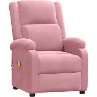 Syfax Massagesessel Rosa Samt, dick gepolstert, mit manueller Liegefunktion und 6-Punkt-Vibrationsmassage, 70x93x98 cm