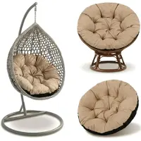 Amazinggirl Papasansessel Kissen Rund 110 cm Polster für Korbsessel Hängesessel Beige