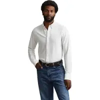 Gant für Herren. 3250271 Weißes Regular Fit Hemd aus elastischem Piqué-Strick (S), Lässig, Baumwolle, Langarm