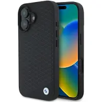 BMW BMHMP16S23RDDK iPhone 16 6.1" czarny/black hardcase Sign Leather Diamond Metal Logo MagS