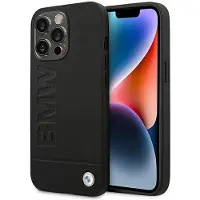 BMW Etui BMHCP14XSLLBK iPhone 14 Pro Max 6,7" czarny/black Leather Stamp