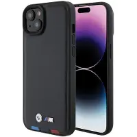 BMW BMHCP15M22PTDK iPhone 15 Plus 6.7" czarny/black Leather Stamp Tricolor