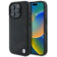 BMW BMHCP16X23RCGPK iPhone 16 Pro Max 6.9" czarny/black hardcase Sign Leather Crossing Lines Pat