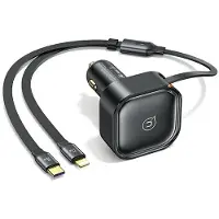 Usams Ład. Aufladen. Mit einziehbarem Kabel 1Xusb-C+1X Lightning C41 Pd 30W Fast Charge Schwarz/Schwarz Cc219Cc01 (Us-Cc219)